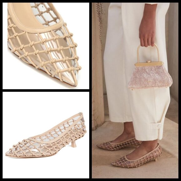 💕CULT GAIA💕 Kenny Pump Mule ~ Pointed Toe Basket Weave Leather Sand EU 41 NWT - Picture 2 of 16